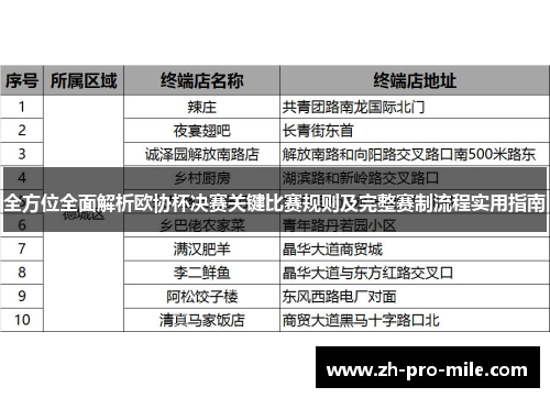 全方位全面解析欧协杯决赛关键比赛规则及完整赛制流程实用指南 全方位全面解析欧协杯决赛关键比赛规则及完整赛制流程实用指南
